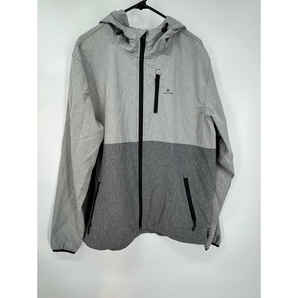 Rip Curl Men's XL Anti‎ Series Full Zip Hooded Jacket Gray Anti Wind Rain Cold